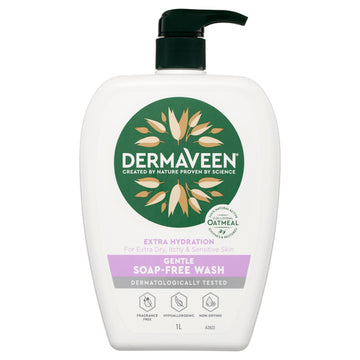 DermaVeen Extra Hydration Gentle Soap-Free Wash for Extra Dry, Itchy & Sensitive Skin 1 litre
